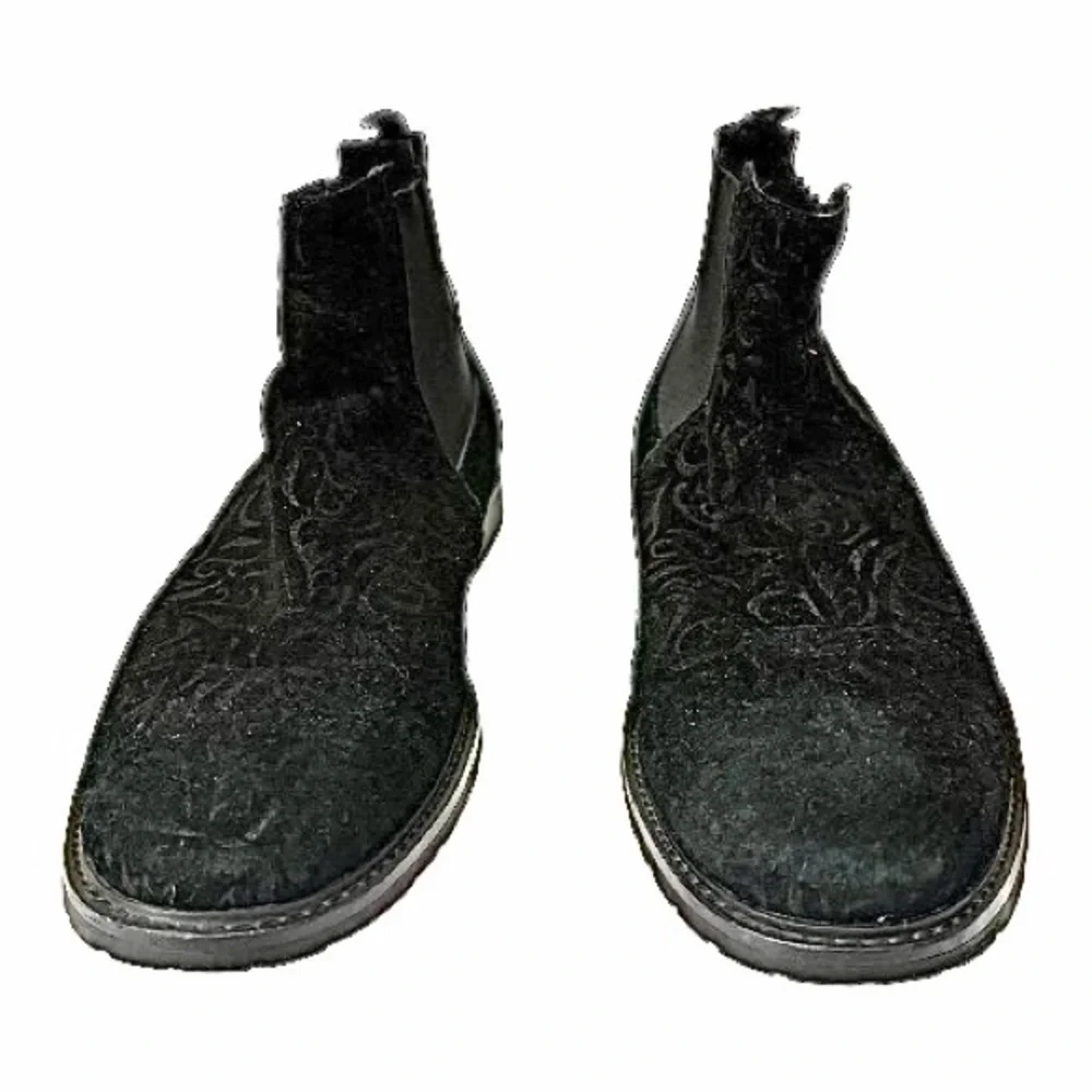 Robert Graham Woodman Boots Black Floral Suede Mens Size 13 Designer